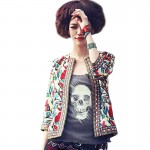 Women Jacket  Autumn Outerwear Vintage Tribal Printed ethnic jacket  blouson femme Slim Coat  ONY8090