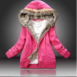 Women Large Fur Hooded Coat Parkas Outwear Winter Thicken Jacket Sweatshirt Women Clothing Brand Style C6N184Y