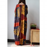 Women Long Maxi Dress Ethnic Vestidos Plus Size Cotton Roupas Geometric Retro Dress Fluid Print Large Size Full Dress 2 Patterns