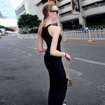 Women Long knitting Dress 2016 Spring Sexy Slim Bodycon Dresses Elastic Skinny Split Dress Brief Halter Black Dresses vestidos