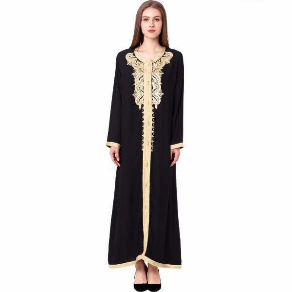 Women Maxi Long sleeve long Dress embroidery moroccan Kaftan Caftan Jilbab Islamic abaya Muslim Turkish arabic Robes gown 1629