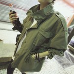 Women Oversized Army Green Jacket Military Style Epaulets Embellished 2017 New Korean Fashion Loose Fit Free Shipping