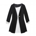 Women Plus Size Black White Pieced Contrast Wear To Work Dress With Pin Brooch l-4xl 5xl