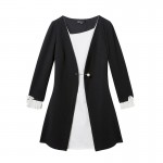 Women Plus Size Black White Pieced Contrast Wear To Work Dress With Pin Brooch l-4xl 5xl