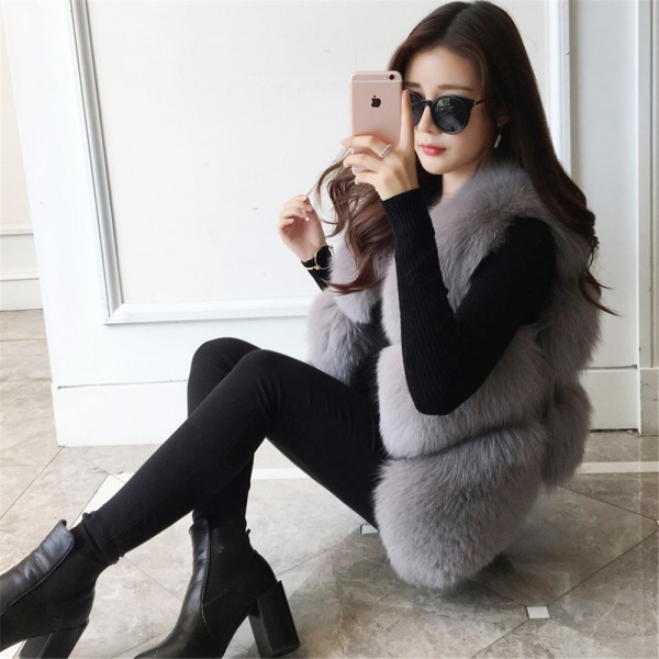 Women Real Fox Fur Vest Female Winter Full Pelt Genuine Fox Fur Waistcoat Fashion Lady Gilet Natural Real Fox Fur Coat for Women