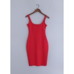 Women Sexy Deep Scoop neck dress slim slip dress Spring Summer Sundresses