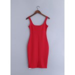 Women Sexy Deep Scoop neck dress slim slip dress Spring Summer Sundresses