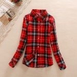 Women Shirt Blouses Plus Size 2018 Hot New Spring Flannel Cotton Long Sleeve Plaid Shirt Casual Female Loose College Style Tops