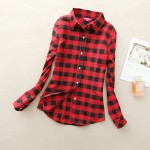 Women Shirt Blouses Plus Size 2018 Hot New Spring Flannel Cotton Long Sleeve Plaid Shirt Casual Female Loose College Style Tops