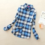 Women Shirt Blouses Plus Size 2018 Hot New Spring Flannel Cotton Long Sleeve Plaid Shirt Casual Female Loose College Style Tops