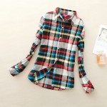 Women Shirt Blouses Plus Size 2018 Hot New Spring Flannel Cotton Long Sleeve Plaid Shirt Casual Female Loose College Style Tops