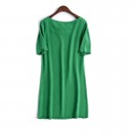 Women Silk dress Luxury 100% Natural silk Red Solid Green Chiffon Loose dress Half sleeved 2017 Spring 