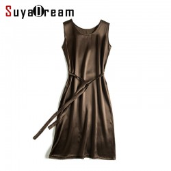 Women Silk dress Luxury 100% Natural silk long dress solid mulberry silk classic dress 2018 Spring Summer