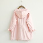 Women Simple Solid color Autumn Mori Girl Trench Coat Ladies Waisted Zipper Hooded Pockets Coat Outwear Female Overcoats