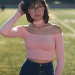 Women Slash Neck Off Shoulder Cotton Halter Choker Neckline long-sleeve Choker classic crop Top