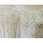Women Summer Beach Wear Crochet Tunics Dresses Half Sleeve 2016 New Flower Embroidery Boho Lace Shirt Hollow Out Cover Ups
