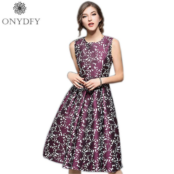 Women Summer Dress 2017 Sleevless Ukraine Elbise Elegant Vintage Party Dresses Print Retro 50s Dress Vestidos Vestido De festa