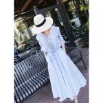 Women Summer Dress 2018 Casual Long Shirt Dress Short Sleeve Tied Waisted Pleated Elegant Office Dresses Vestidos Robe Femme