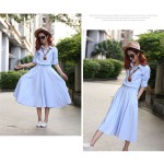 Women Summer Dress 2018 Casual Long Shirt Dress Short Sleeve Tied Waisted Pleated Elegant Office Dresses Vestidos Robe Femme