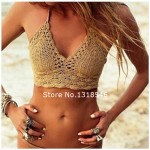 Women Summer Tops Sexy Bohemian Halter Camis Crochet Crop Top Knit Bustier Cropped Retro Strappy Bralette Camisole Crochet Blusa