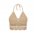 Women Summer Tops Sexy Bohemian Halter Camis Crochet Crop Top Knit Bustier Cropped Retro Strappy Bralette Camisole Crochet Blusa
