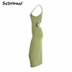 Women Summer Vestidos Cotton Tie Up Spring Bodycon Party Dress Sexy backless Criss Sleeve Night Club Bandage Dress army green