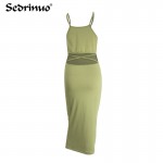 Women Summer Vestidos Cotton Tie Up Spring Bodycon Party Dress Sexy backless Criss Sleeve Night Club Bandage Dress army green