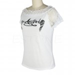Women T shirt Back Hollow Angel Wings Tops Summer Style Lace Short Sleeve Tops Clothing