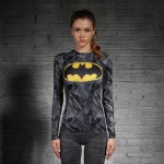 Women T-shirt Bodys Armour Marvel costume superman/batman T Shirt Long Sleeve Girl Fitness Tights Compression tshirts