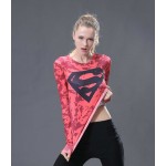 Women T-shirt Bodys Armour Marvel costume superman/batman T Shirt Long Sleeve Girl Fitness Tights Compression tshirts