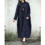 Women Thick Dress Vintage Long Cotton Padded Maxi Dresses Plus Size Vestidos Chinese Robe Feminina Winter  Dress