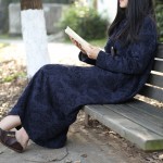 Women Thick Dress Vintage Long Cotton Padded Maxi Dresses Plus Size Vestidos Chinese Robe Feminina Winter  Dress