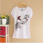 Women Tops 2017 New Spring Summer Cotton Women T shirt Short Sleeve Women O-neck Brand Tees Print t-shirt 20 Models