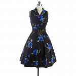 Women Vintage Dress Rose Floral Print 50s 60s Rockabilly Ruched Elegant Sleeveless Casual Sexy Tunic Evening Party Dresses