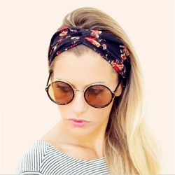 Women Vintage Headband Floral Wide Stretch Hair Band Yoga Elastic Turban Floral Twisted Knotted Headband Hair Accessories