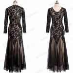 Women Vintage Patchwork Sheer Floral Lace Overlays With Mesh Details Classic Gorgeous Swing Long Maxi Evening Party Dress EA020