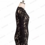 Women Vintage Patchwork Sheer Floral Lace Overlays With Mesh Details Classic Gorgeous Swing Long Maxi Evening Party Dress EA020