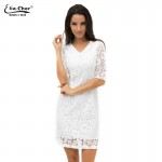 Women White Lace Sexy Bodycon V Neck Long Sleeve Dresses White Party Evening Elegant Autumn Winter Vintage Dress Vestidos 8683