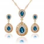 Women bridal Wedding Jewelry Set Charm Crystal Water Drop Pendant Necklaces Earrings Sets Shininy Cubic Zircon bijoux femme 2015
