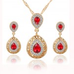 Women bridal Wedding Jewelry Set Charm Crystal Water Drop Pendant Necklaces Earrings Sets Shininy Cubic Zircon bijoux femme 2015