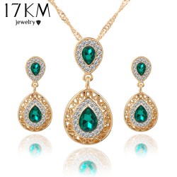 Women bridal Wedding Jewelry Set Charm Crystal Water Drop Pendant Necklaces Earrings Sets Shininy Cubic Zircon bijoux femme 2015