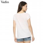 Women cotton flag print t shirt short sleeve white tees camisas femininas summer casual loose O-neck tops DT398