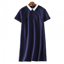 Women cute Peter Pan Collar office brief Dress vintage Vestido feminina casual street wear straight dress QZ2220