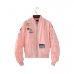 Women cute letters patch bomber jacket coat long sleeve zipper pockets baseball uniform jackets ladies streetwear tops CT1315
