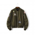 Women cute letters patch bomber jacket coat long sleeve zipper pockets baseball uniform jackets ladies streetwear tops CT1315