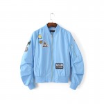 Women cute letters patch bomber jacket coat long sleeve zipper pockets baseball uniform jackets ladies streetwear tops CT1315