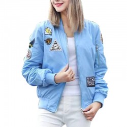 Women cute letters patch bomber jacket coat long sleeve zipper pockets baseball uniform jackets ladies streetwear tops CT1315