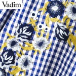 Women elegant beading floral embroidery plaid shirts checked o neck irregular blouse ladies streetwear tops blusas LT1725