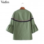 Women elegant tassel flare sleeve jacket coat pockets zipper loose jackets ladies casual coats outwear capa CT1433