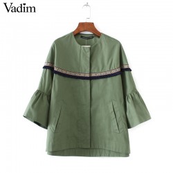 Women elegant tassel flare sleeve jacket coat pockets zipper loose jackets ladies casual coats outwear capa CT1433